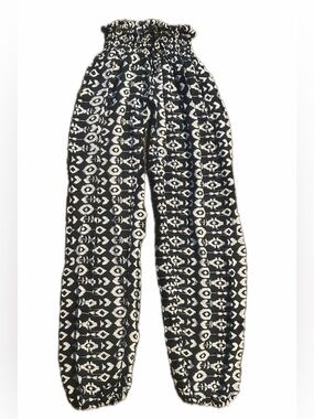 PARADISE ISLAND Navy blue & White Patterned Elastic Waist Harem Pants